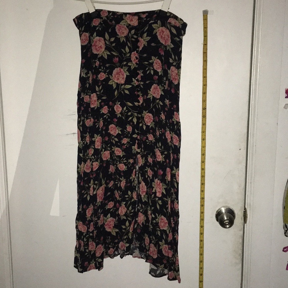 Slit-front floral print maxi or midi skirt